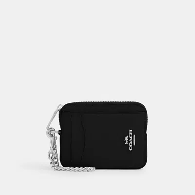 Coach Outlet Zip Card Case In Silver/black