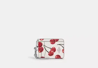 Coach Outlet Zip Card Case With Cherry Print In White