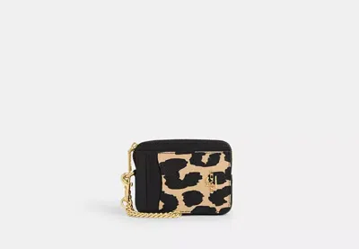 Coach Outlet Zip Card Case With Leopard Print In Multi