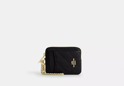 Coach Outlet Zip Card Case With Quilting In Black