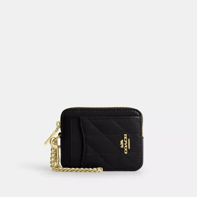 Coach Outlet Zip Card Case With Quilting In Black