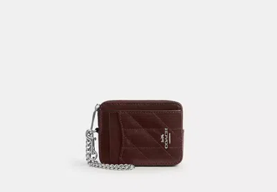 Coach Outlet Zip Card Case With Quilting In Brown