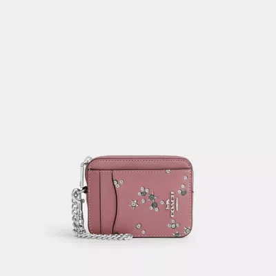 Coach Outlet Zip Card Case With Star Print In Pink