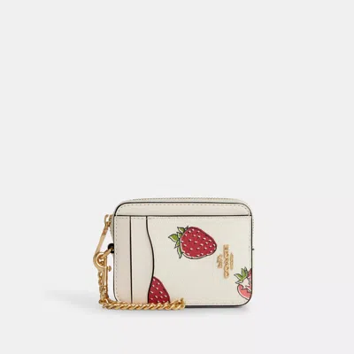 Coach Outlet Zip Card Case With Strawberry Print