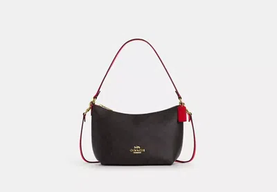 Coach Outlet Zip Top Shoulder Bag In Signature Canvas In Black