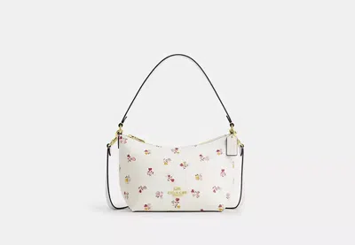 Coach Outlet Zip Top Shoulder Bag With Heart Print In White