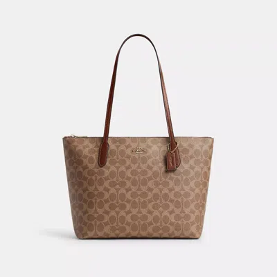 Coach Outlet Zip Top Tote Bag In Signature Canvas