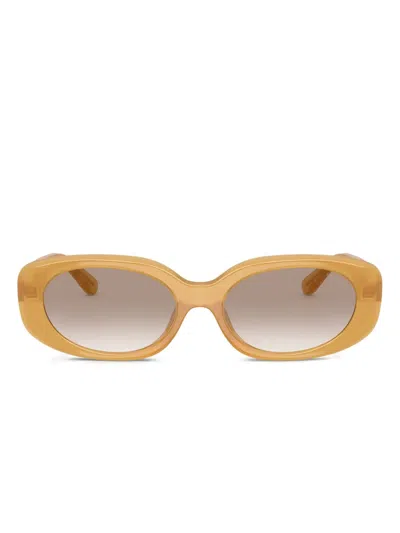 Coach Oval-frame Logo Sunglasses In Brown