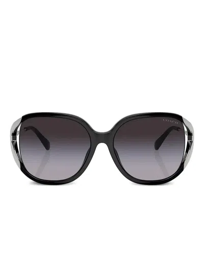 Coach Oval-frame Sunglasses In Black
