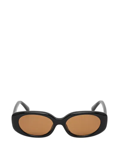 Coach Oval-frame Sunglasses In Black