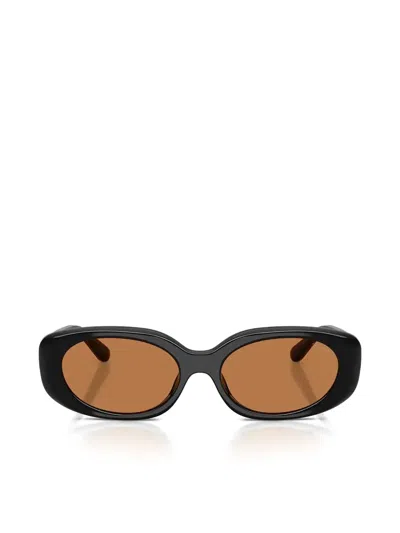 Coach Oval-frame Sunglasses In Black