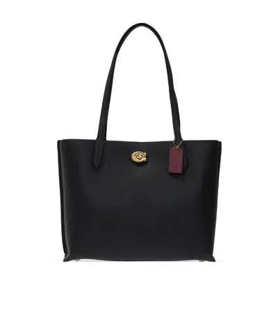 Coach Oversized Leather Tote Bag In Black