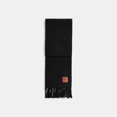 Coach Oversized Muffler With Leather Patch In Black