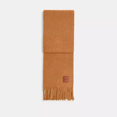 Coach Oversized Muffler With Leather Patch In Honey Brown