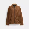 Coach Oversized Suede Jacket In Brown