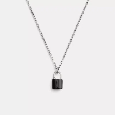 Coach Padlock Pendant Necklace In Metallic