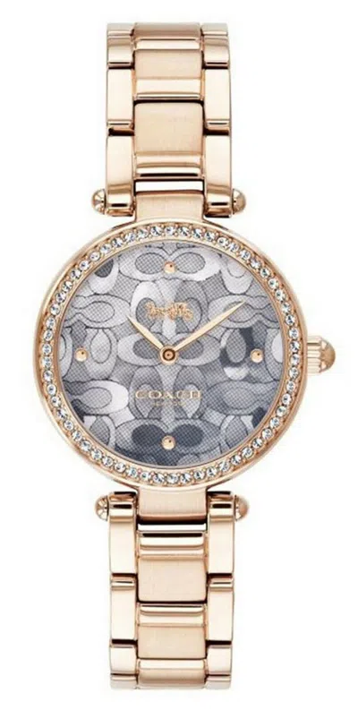 Pre-owned Coach Park 14503226 Rose Gold Tone Stainless Steel Crystal Accents Women's Watch
