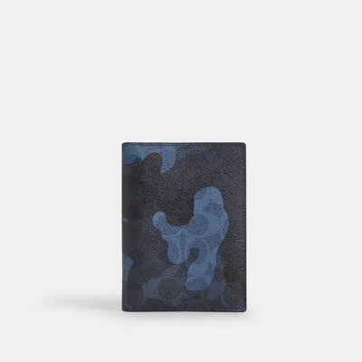 Coach Passport Card Case In Signature Camo Print In Blue