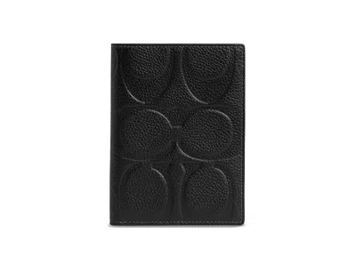 Coach Passport Case Wallet Black Maxi Signature Leather