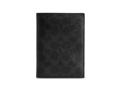 Coach Passport Case Wallet Black/charcoal Signature, Leather