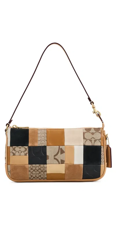 Coach Patchwork Leather Plaza Shoulder Bag Brown Multi