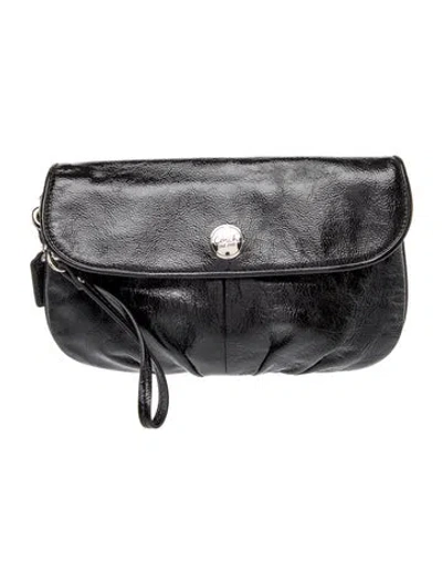 Pre-owned Coach Patent Leather Belt Bag In Black