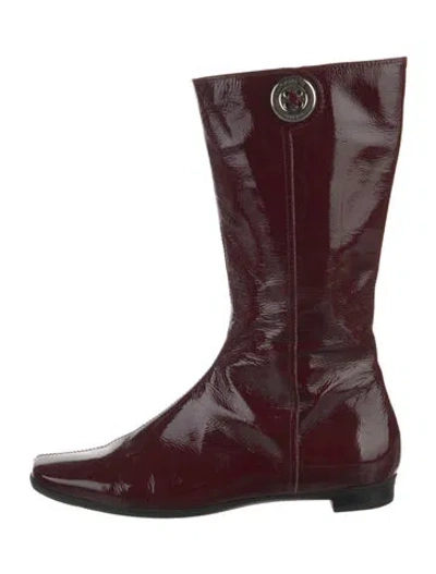 Pre-owned Coach Patent Leather Boots In Burgundy