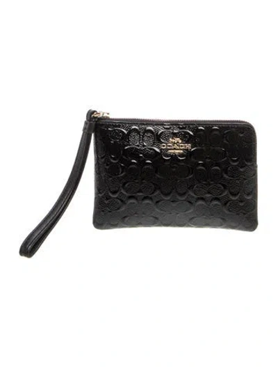 Pre-owned Coach Patent Leather Clutch In Black