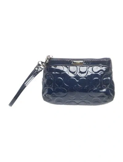 Pre-owned Coach Patent Leather Clutch In Blue