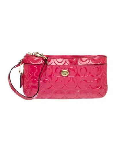 Pre-owned Coach Patent Leather Clutch In Pink