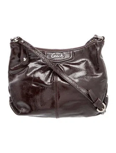 Pre-owned Coach Patent Leather Crossbody Bag In Gray
