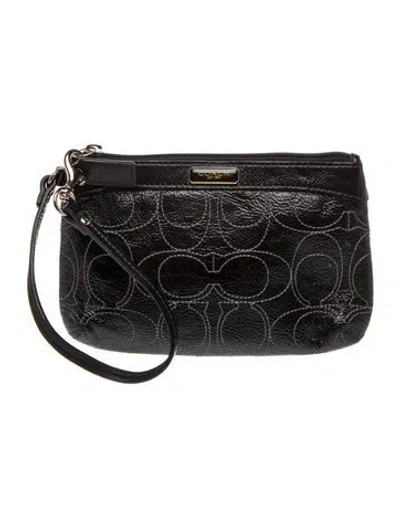 Pre-owned Coach Patent Leather Pouch In Black