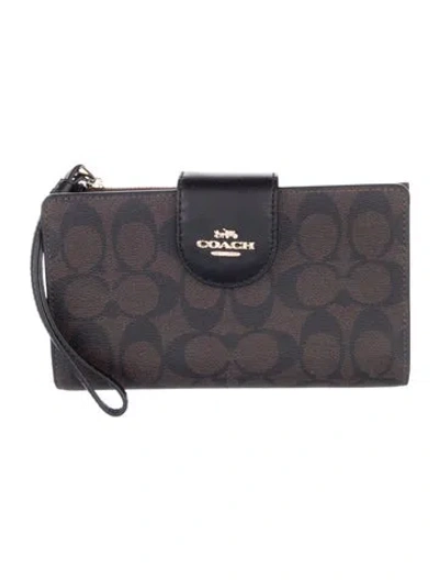 Pre-owned Coach Patent Leather Printed Wristlet In Multi