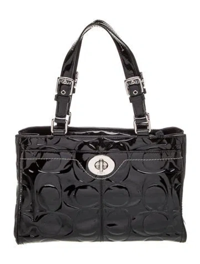 Pre-owned Coach Patent Leather Shoulder Bag In Black