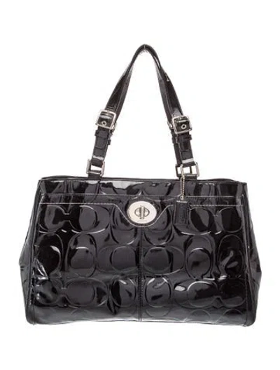 Pre-owned Coach Patent Leather Shoulder Bag In Black