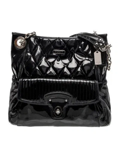 Pre-owned Coach Patent Leather Shoulder Bag In Black