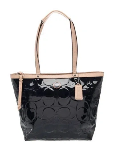 Pre-owned Coach Patent Leather Shoulder Bag In Blue