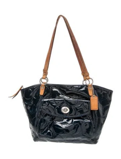 Pre-owned Coach Patent Leather Shoulder Bag In Blue