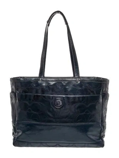 Pre-owned Coach Patent Leather Shoulder Bag In Blue