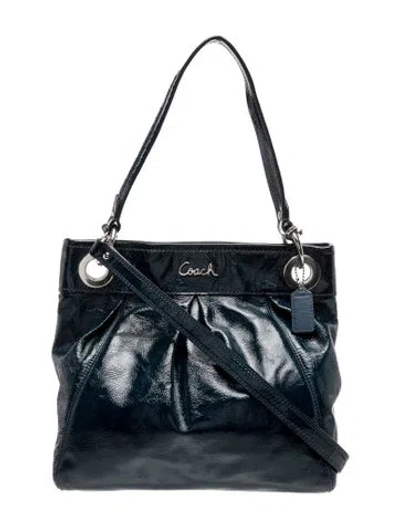 Pre-owned Coach Patent Leather Shoulder Bag In Blue