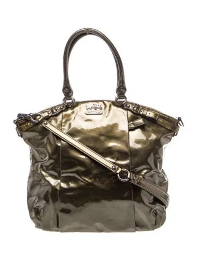 Pre-owned Coach Patent Leather Shoulder Bag In Green