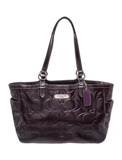 Pre-owned Coach Patent Leather Shoulder Bag In Purple