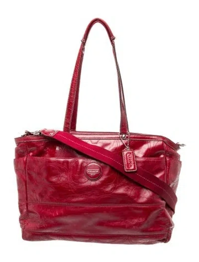Pre-owned Coach Patent Leather Shoulder Bag In Red