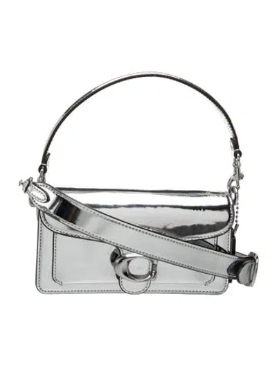 Pre-owned Coach Patent Leather Tabby 20 In Silver
