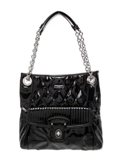 Pre-owned Coach Patent Leather Top Handle Bag In Black