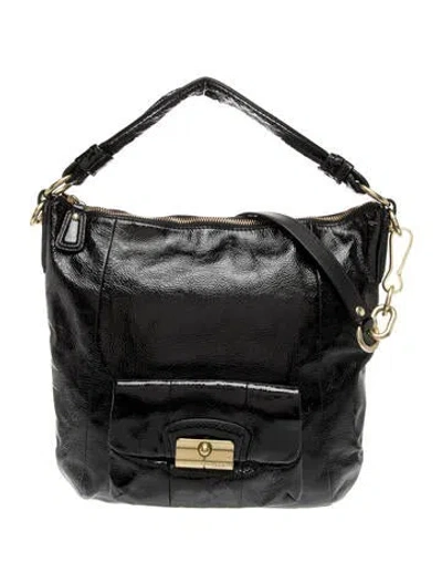 Pre-owned Coach Patent Leather Top Handle Bag In Black