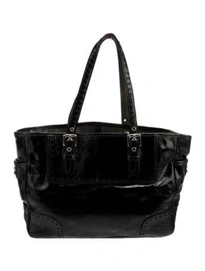 Pre-owned Coach Patent Leather Top Handle Bag In Black