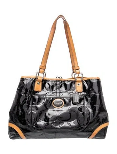 Pre-owned Coach Patent Leather Top Handle Bag In Black