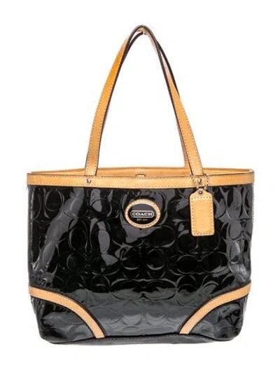 Pre-owned Coach Patent Leather Top Handle Bag In Black
