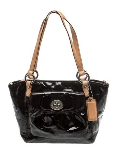 Pre-owned Coach Patent Leather Top Handle Bag In Black